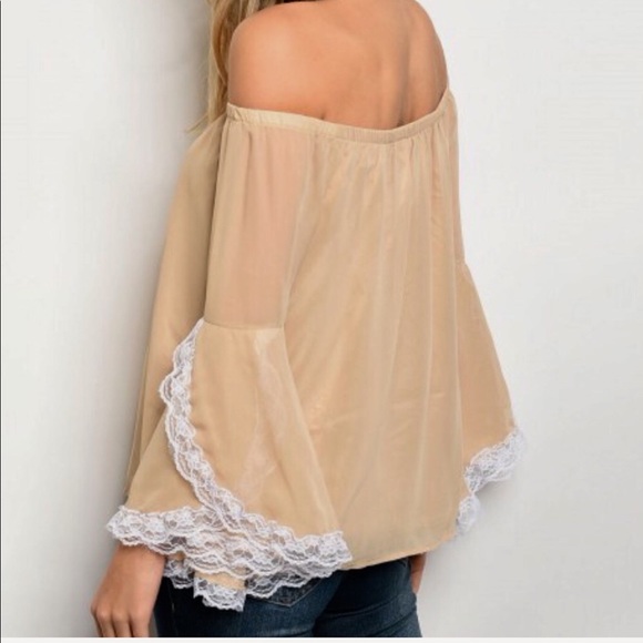 🥂PERFECT PAIRING🥂OFF THE SHOULDER TAN TOP-NEW - Picture 4 of 4